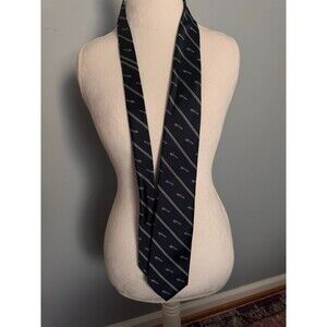 Vintage Carter Holmes Jaguar Car Logo Tie Navy Blue Striped Automobile Leaper